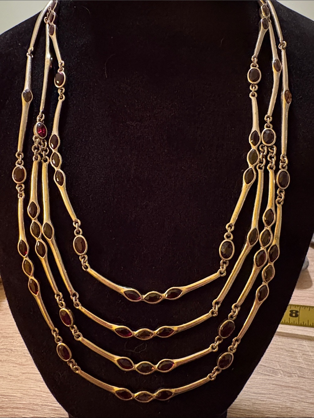 Vintage Monet multi-strand necklace, gold tone